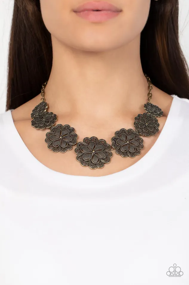 Necklaces All Eyes On U Jewelry Paparazzi Accessories Basketful of Blossoms Brass Paparazzi Necklace