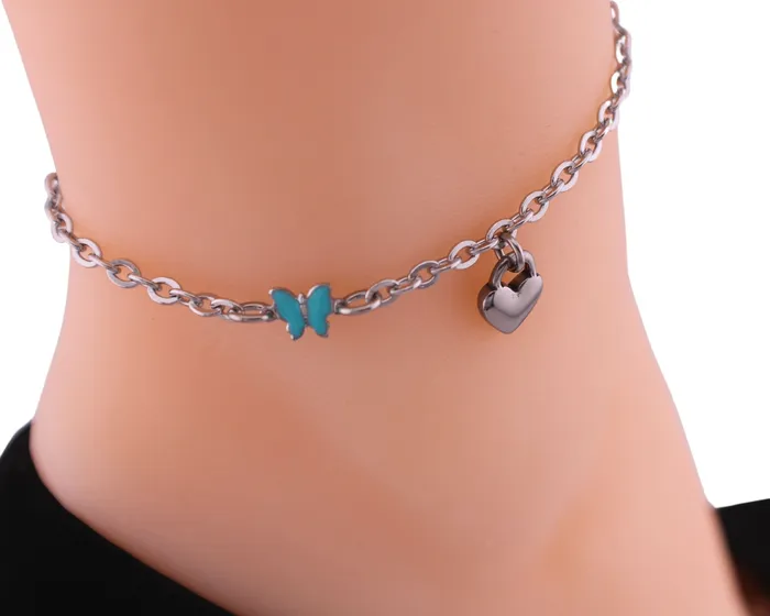 Necklaces Anklet Butterfly Heart Lock Captive Collars