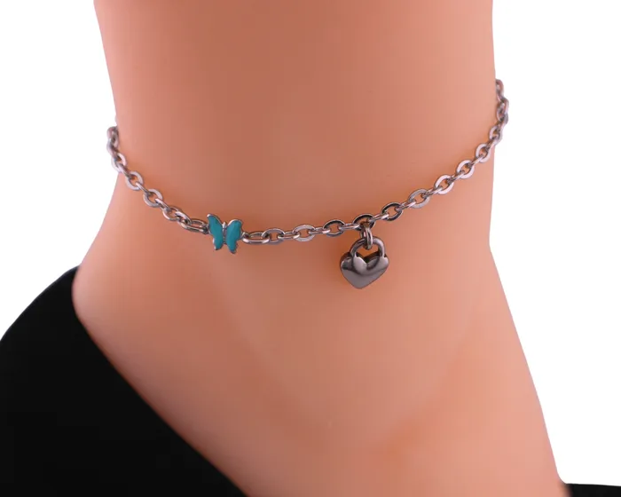 Necklaces Anklet Butterfly Heart Lock Captive Collars
