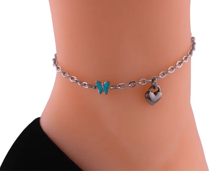 Necklaces Anklet Butterfly Heart Lock Captive Collars