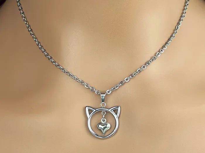 Necklaces Captive Collars Submissive Kitten Heart Day Collar Necklace with Locking Options 247 Wear