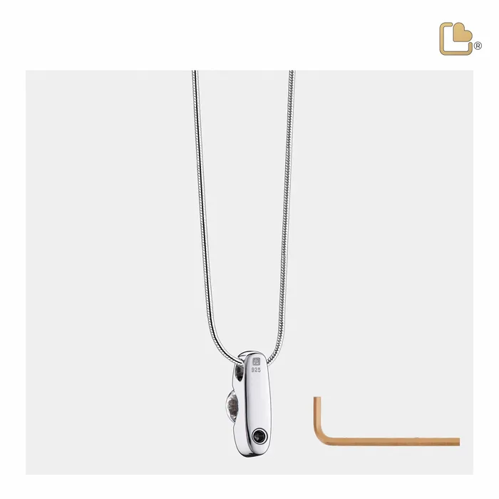 Necklaces LoveUrns Treasure Hope with Clear Crystal Rhodium Plated Sterling Silver Cremation Pendant