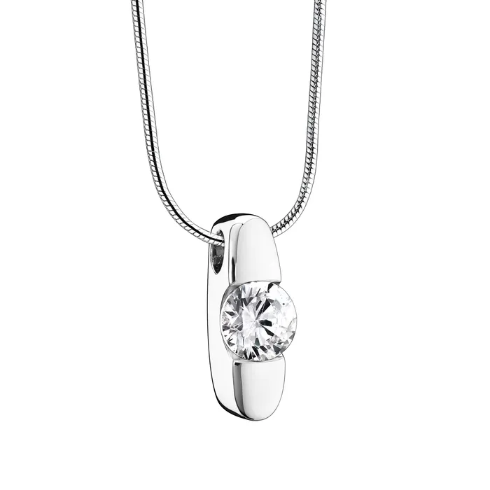 Necklaces LoveUrns Treasure Hope with Clear Crystal Rhodium Plated Sterling Silver Cremation Pendant