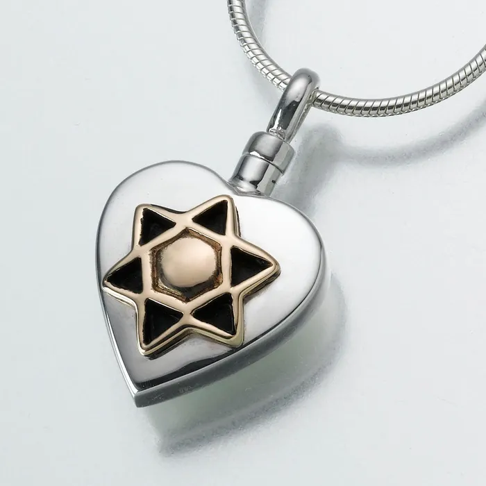 Necklaces Madelyn Sterling Silver Heart Pendant W 14k Star of David Insert