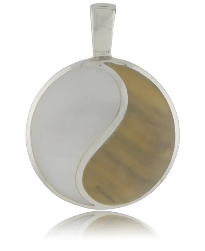 Necklaces Sterling Silver Mother of Pearl Yin Yang Pendant Buddha Groove