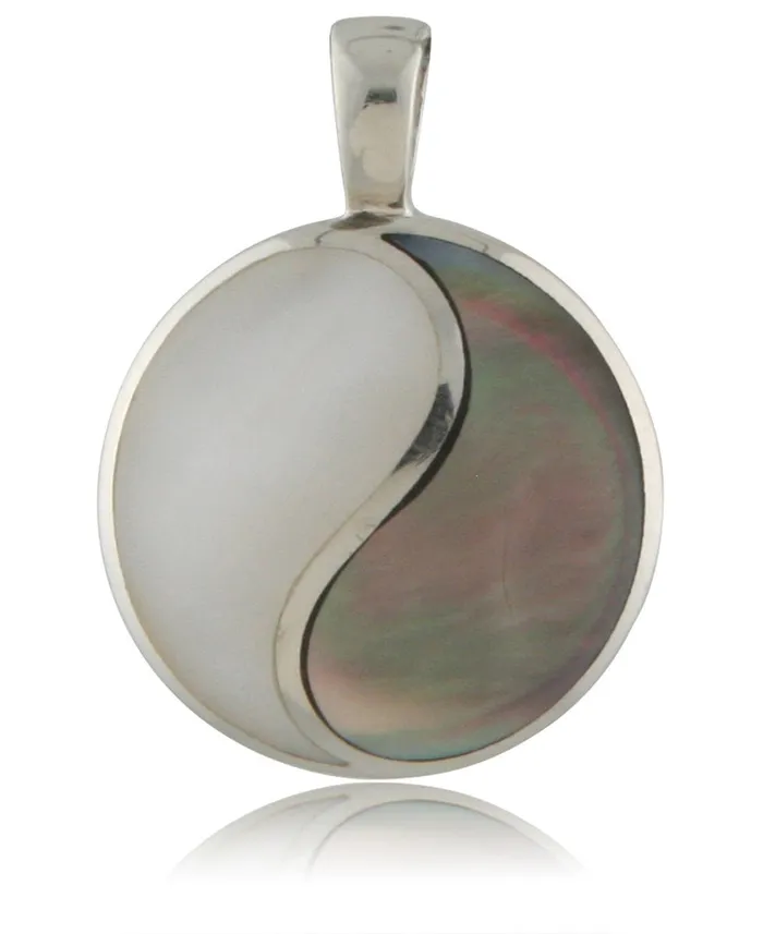 Necklaces Sterling Silver Mother of Pearl Yin Yang Pendant Buddha Groove