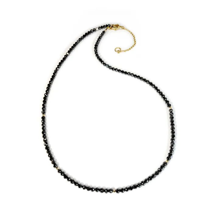 Q Evon 14k Large Black Diamond Faceted Bead Necklace Necklaces