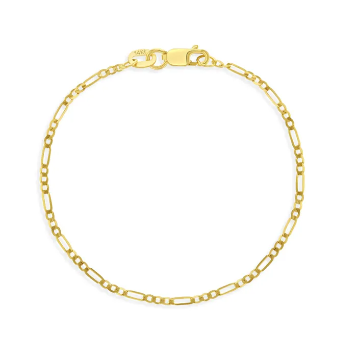 Baby Chain Link Bracelets Bracelets 14k Gold Figaro Chain Link Baby Toddler Kids Bracelet