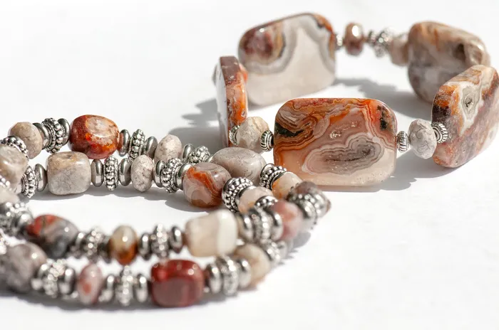 Bracelets Fierce Lynx Designs Thunder Cove Laguna Lace Agate Bracelet Set