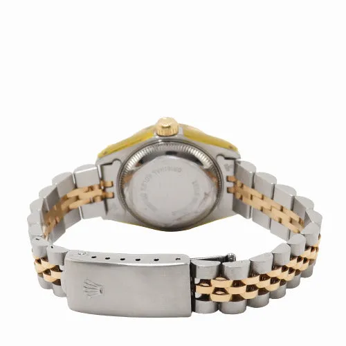 Bracelets Happy Jewelers Rolex Ladies Datejust Yellow Gold and Stainless Steel 26mm Custom Champagne Dial Watch Reference 69173