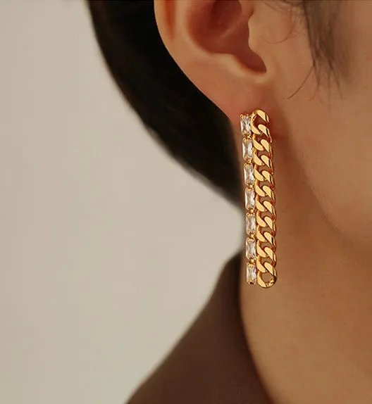 Earrings Refined by AnnaKaci Chain Crystal Drop Earrings