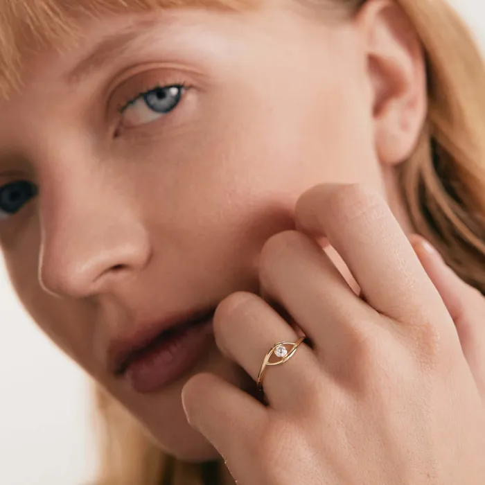 Gelin Diamond Rings Evil Eye Stackable Ring