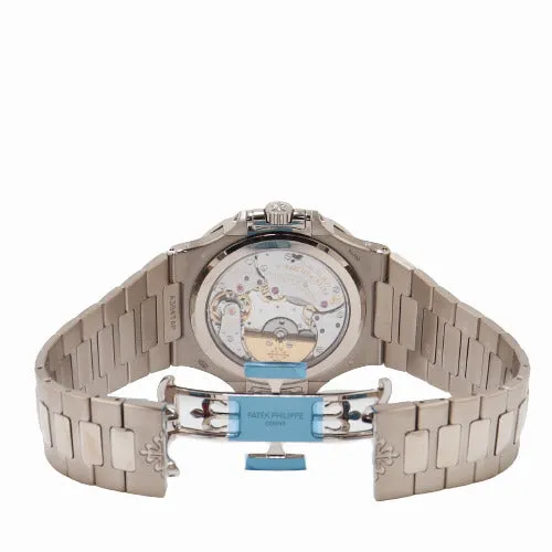 Happy Jewelers Watches Patek Philippe Mens Nautilus White Gold 40mm Blue Sunburst Dial Watch Reference 57401G