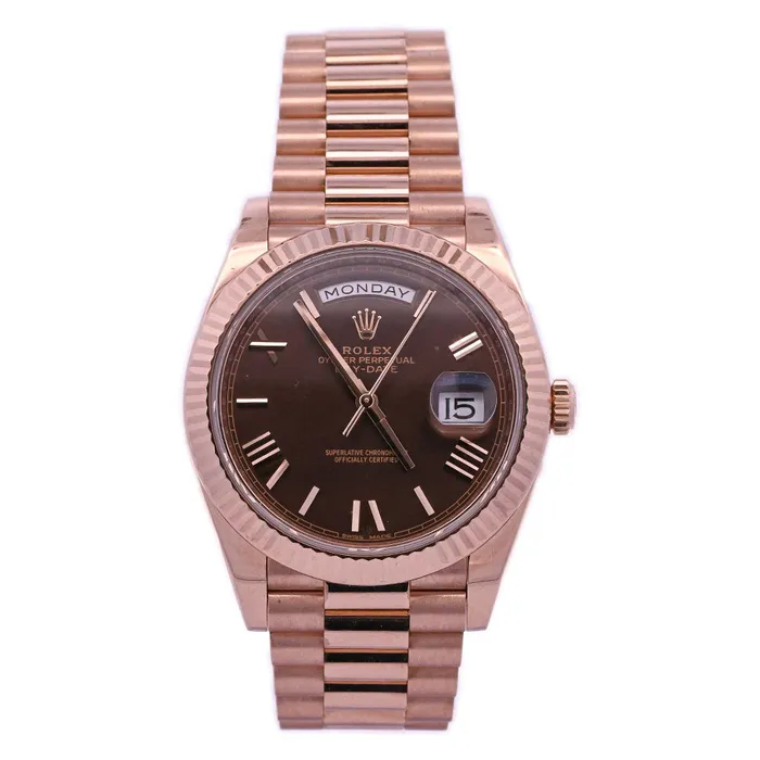 Happy Jewelers Watches Rolex DayDate 40mm Chocolate Dial Watch Ref 228235