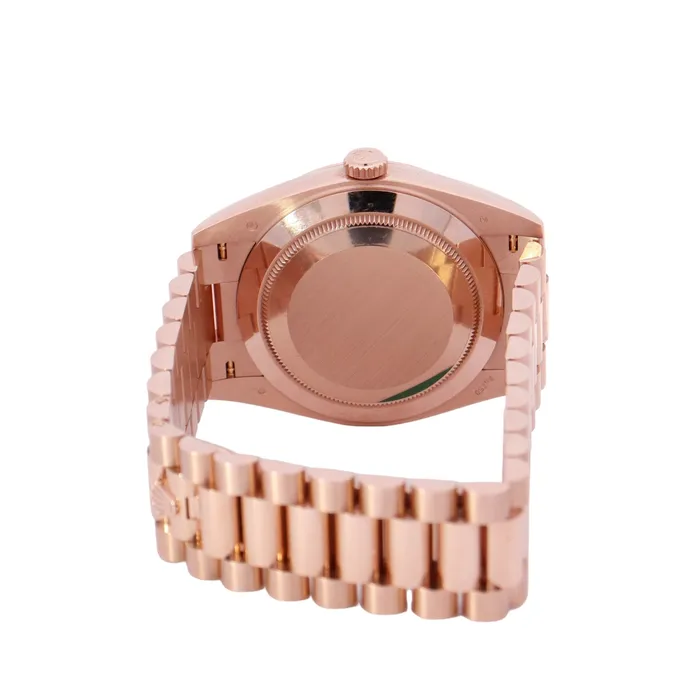 Happy Jewelers Watches Rolex DayDate Rose Gold 40mm Eisenkiesel Baguette Diamond Dial Watch Reference 228235