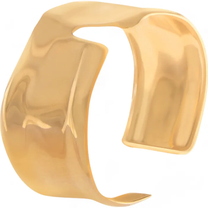 Refined by AnnaKaci Bracelets Sculptural Gold Tone Cuff Bracelet Open Geometric Statement Design