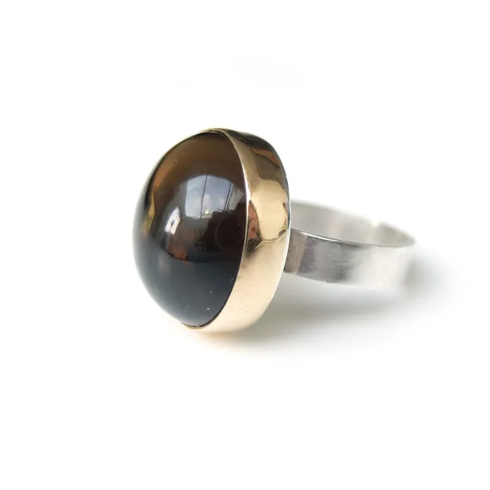 Rings aliceeden Smoky Quartz Gemstone Ring Set in 9ct Gold Sterling Silver CLEANSING
