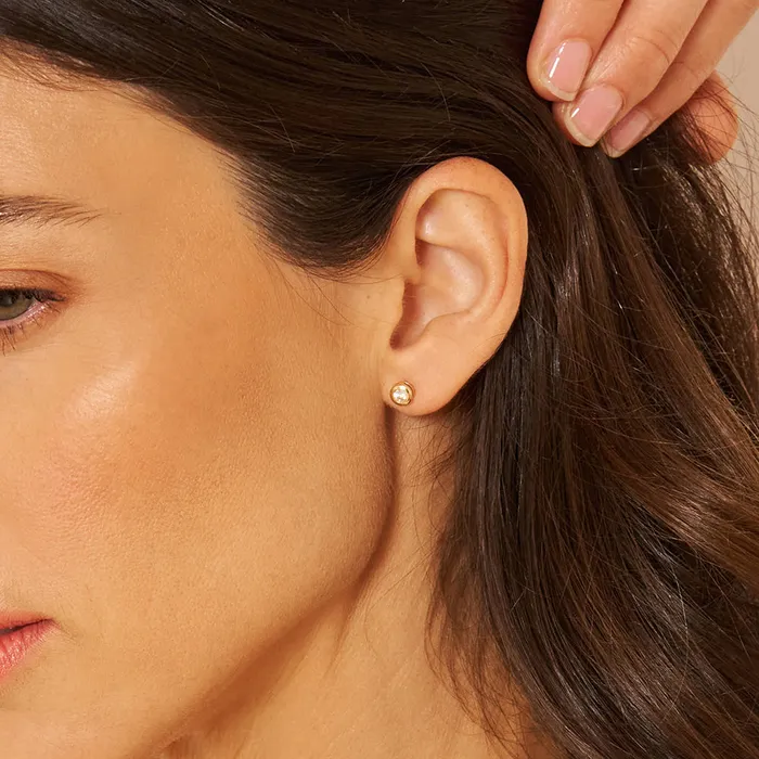 Womens Earrings Earrings 14k Gold Halo Clear CZ Womens Earrings
