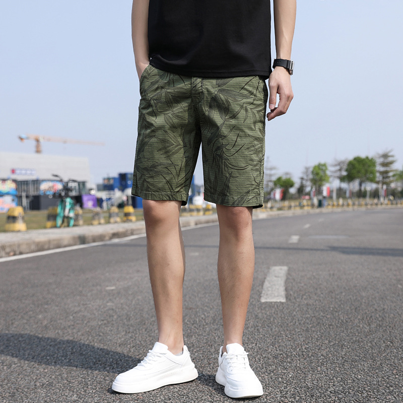 Shorts |   Printed Stretch Cotton Shorts For Men Oceanic Print Bottoms Mens