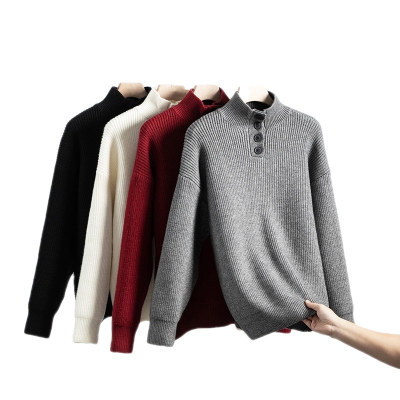 Sweaters |   Button Front Mock Neck Sweater For Women Sweaters Sweaters